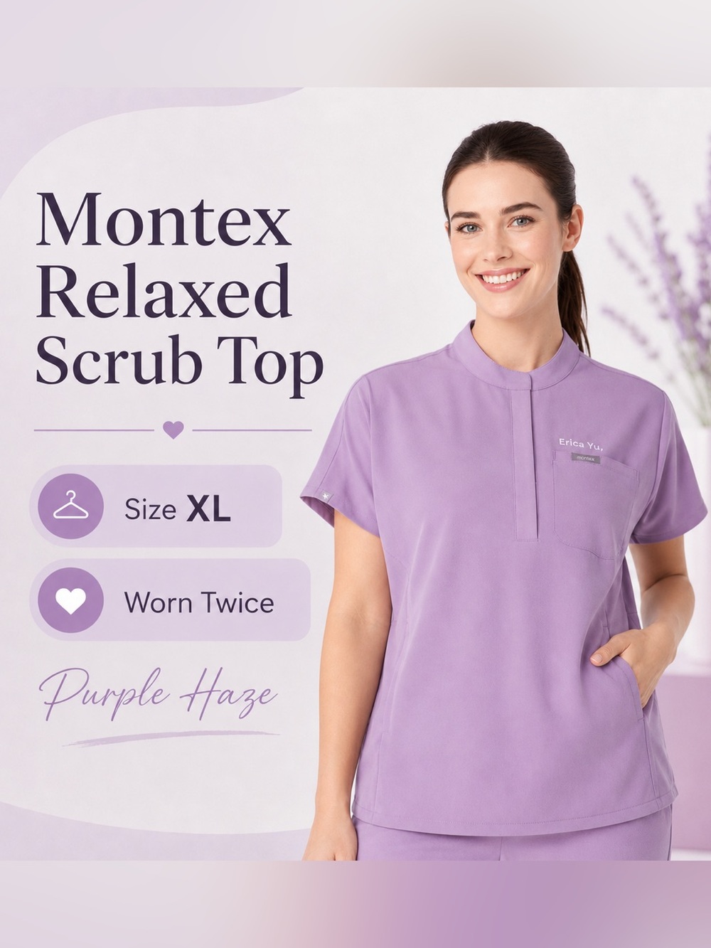XL Figs Purple Haze Relaxed Short Sleeve Montex Scrub Top